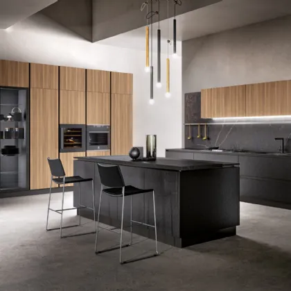 Cucina Moderna con isola System 22 Metal Dark di Atra Cucine