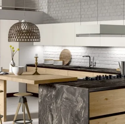 Cucina su misura con penisola Essenza in Rovere di Atra Cucine