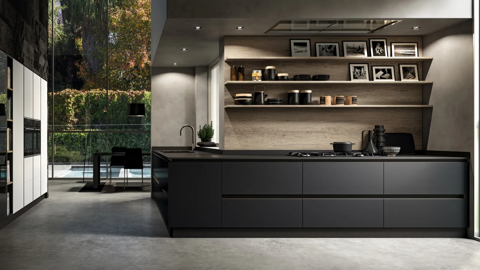 Cucina su misura angolare Lab in laminato Fenix Nero di Atra Cucine