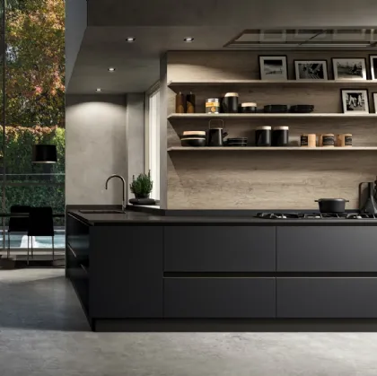 Cucina su misura angolare Lab in laminato Fenix Nero di Atra Cucine