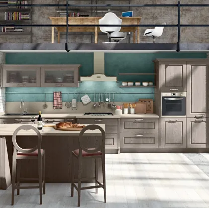 Cucina su misura lineare Maya in Frassino massello finitura Visone di Atra Cucine